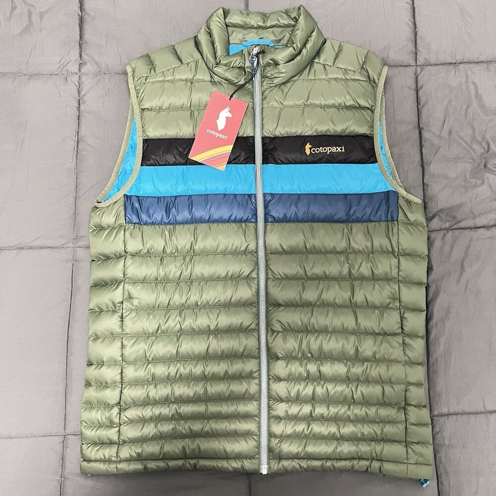 Cotopaxi Mens Fuego Down Vest Full Zip Spruce Stripes XXL NWT
